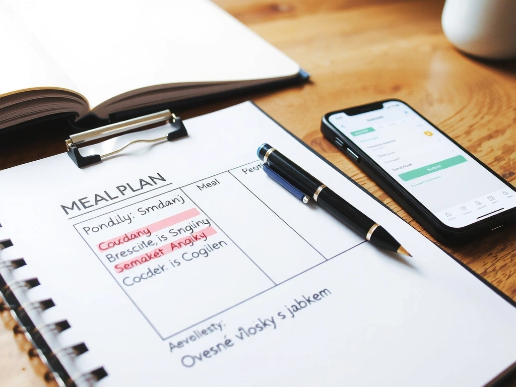 Ručně psaný plán jídelníčku